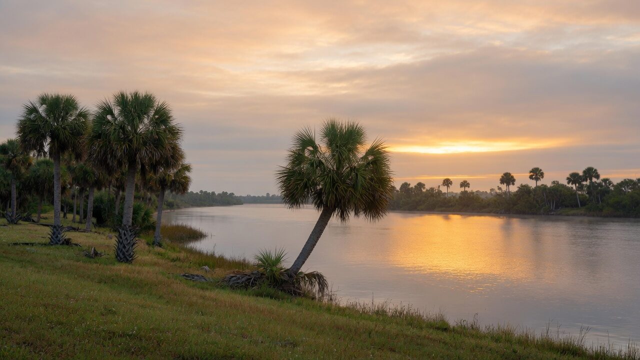 Palm trees along the river in Duval County