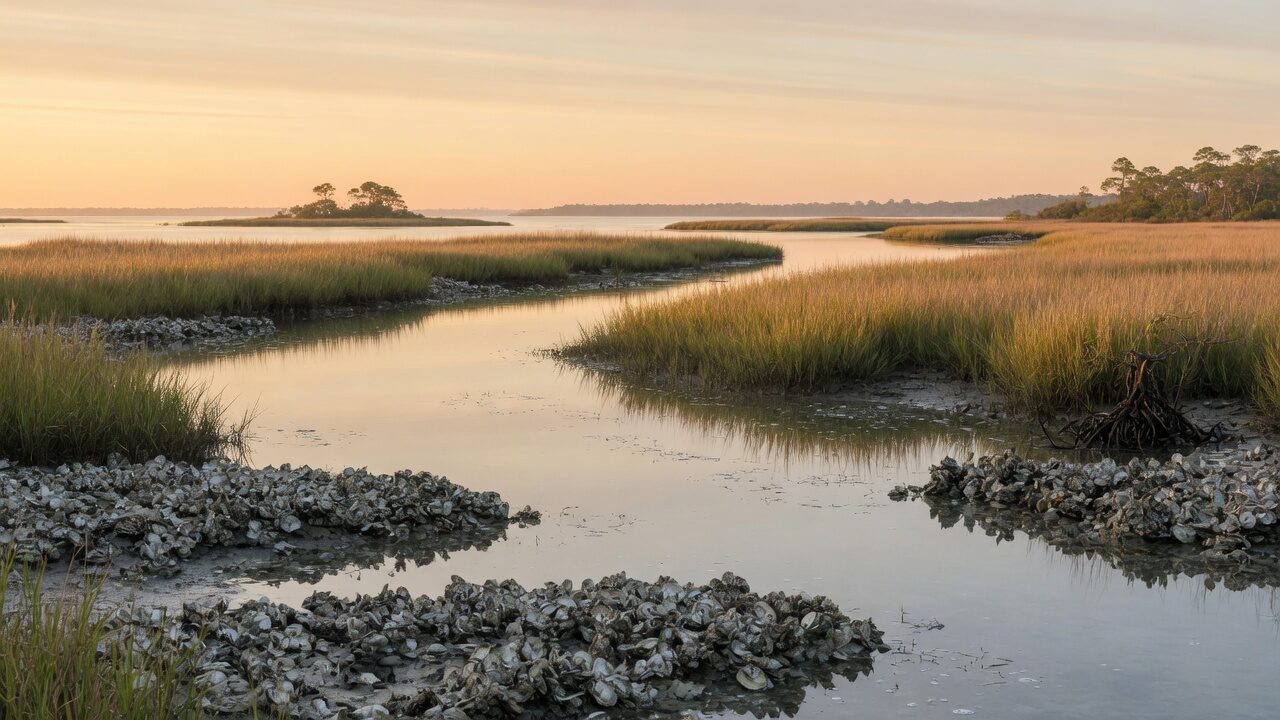Salt marsh at golden light in St. Johns County
